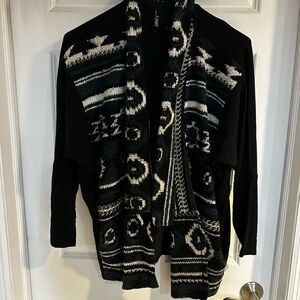 Dolan Black and White Patterned Cardigan